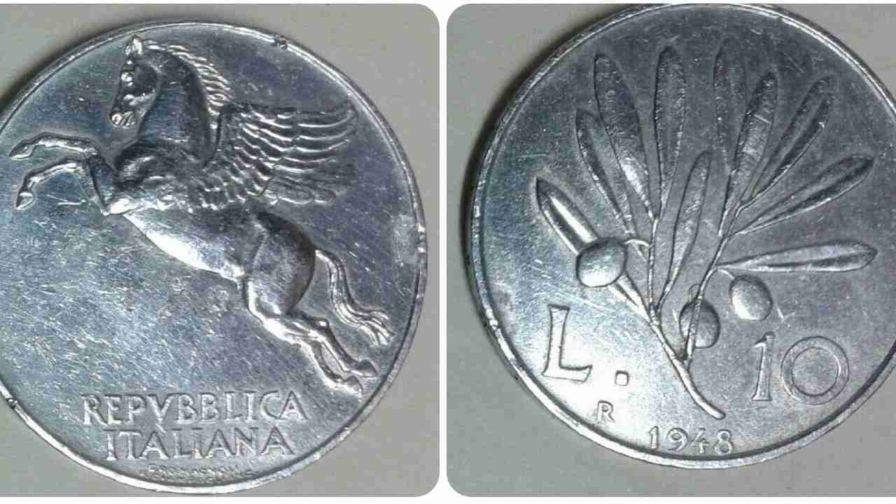 Moneta 10 lire Pegaso
